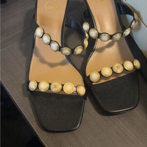 Nordstrom Black Sandals with Gold Accents